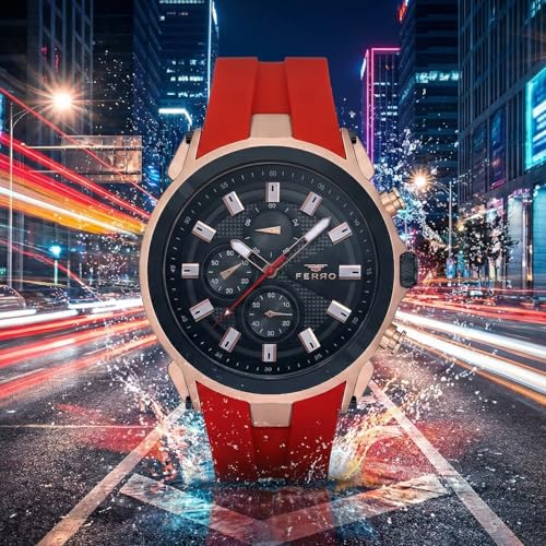 Image of Ferro Designed in Italy Eterna Analog Black Round Dial Men's Watch - FM11402D-R4