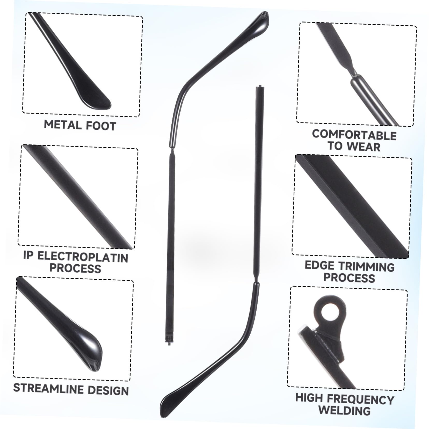 Healifty 1 Paire Jambes De Lunettes Branches De Lunettes De Soleil Bras à Pièces De Rechange Pour De Soleil Hommes Et Femmes Accessoires Charnière Métal