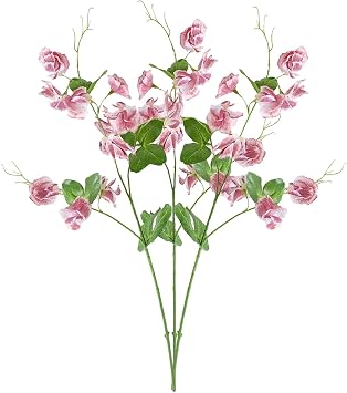 3 Pcs Artificial Sweet Pea Blossom Flowers Branches 22 Inch Fake Pea Flowers Bouquet Stems for Vase White Spring Floral Picks Decorative Flower Arrangement for Table Centerpieces Home DecorDeep Pink