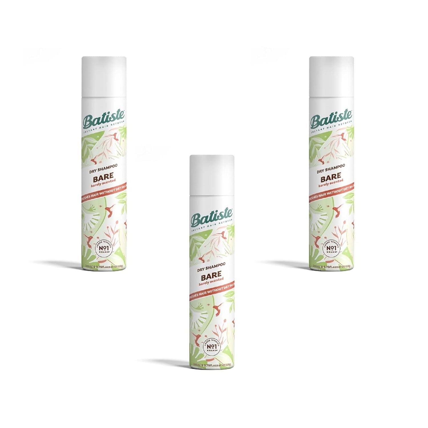Batiste Dry Shampoo Bare 200ml 3-Pack | Instant Oil Refresh, Body & Texture for All Hair Types