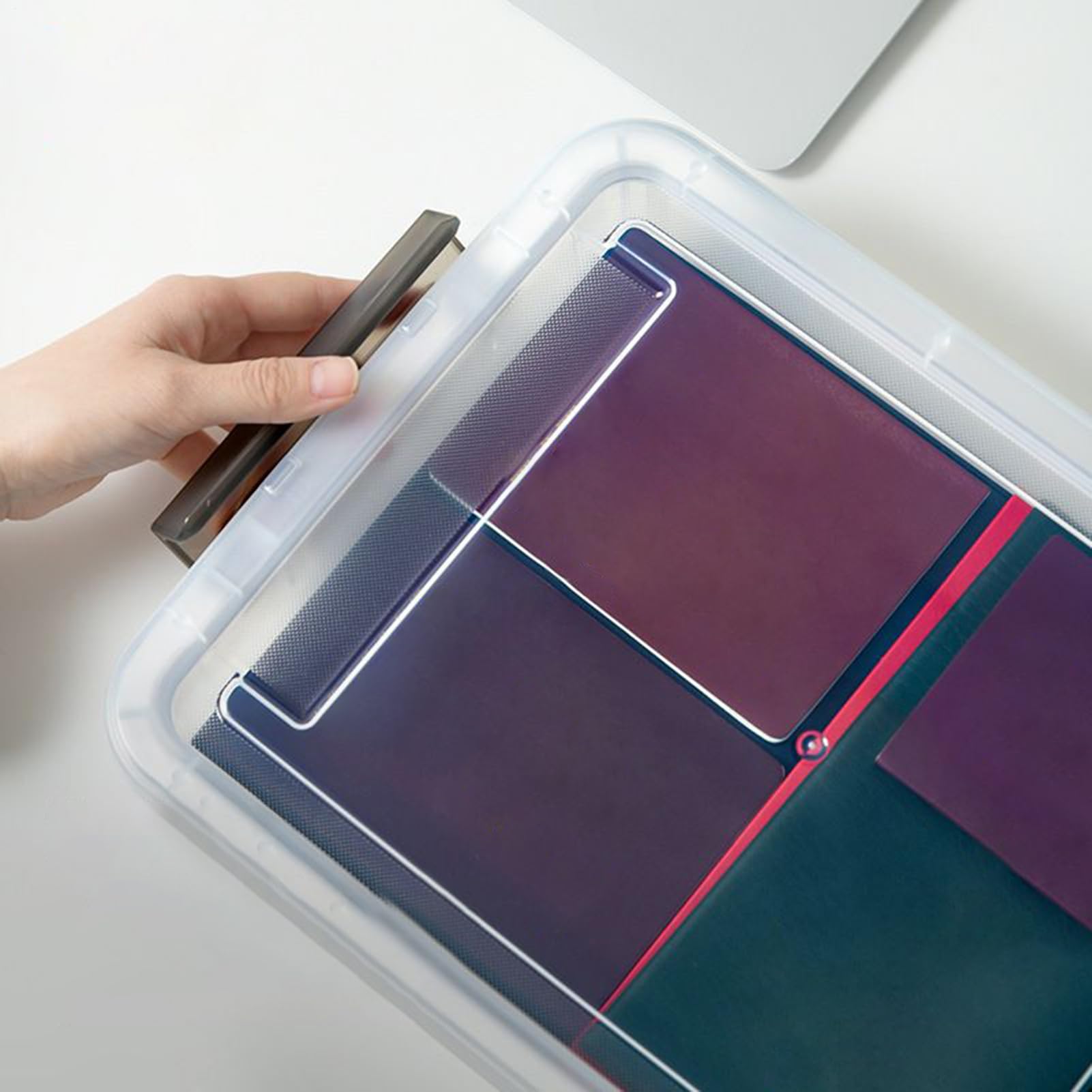 Contenitore trasparente impermeabile, organizer per documenti, organizer per documenti da ufficio con coperchio, soluzione di archiviazione per casa, ufficio, scuola, dormitorio, passaporto, documenti