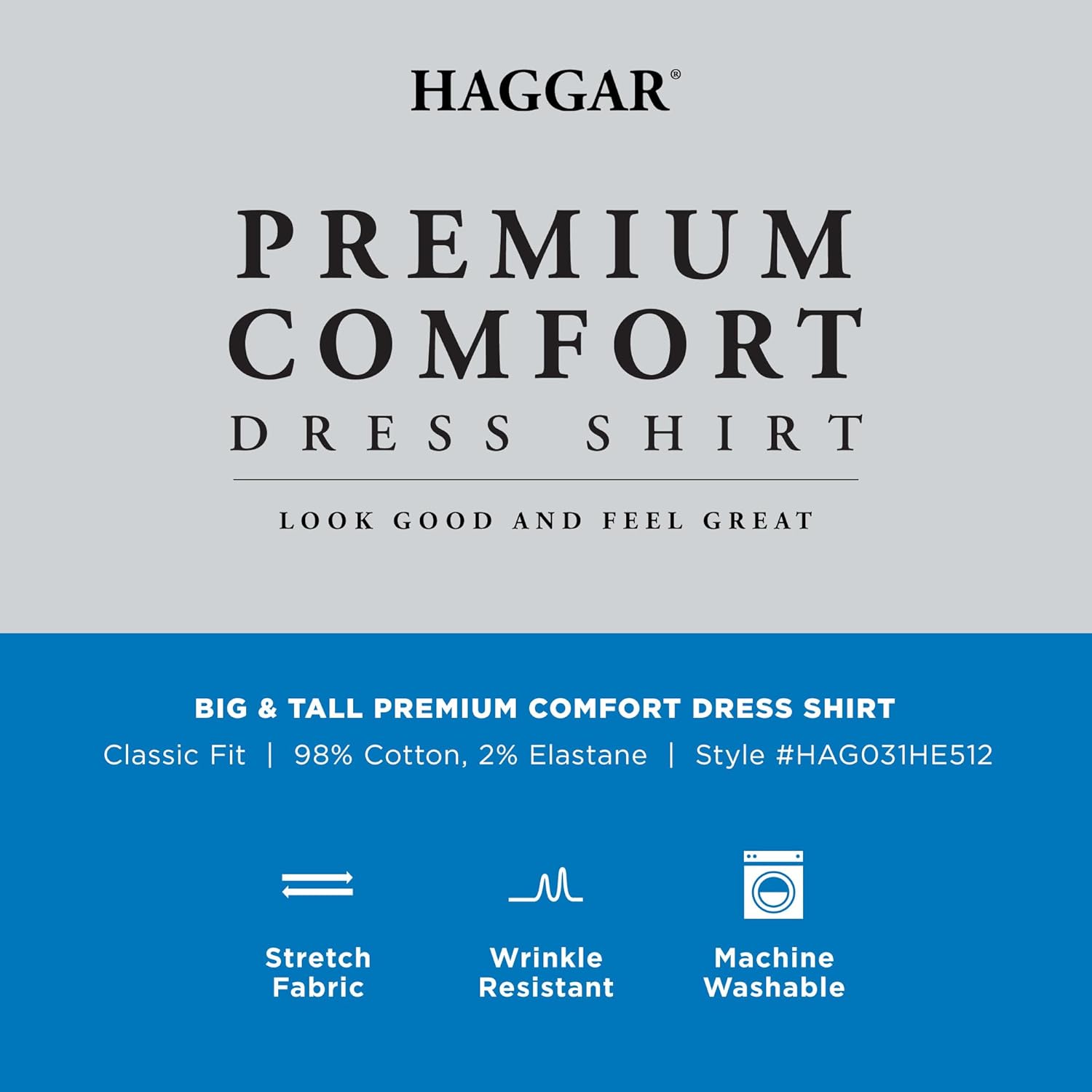 Haggar Mens Haggar Men's Premium Comfort Classic Fit Wrinkle Resistant Dress Shirt - Image 6