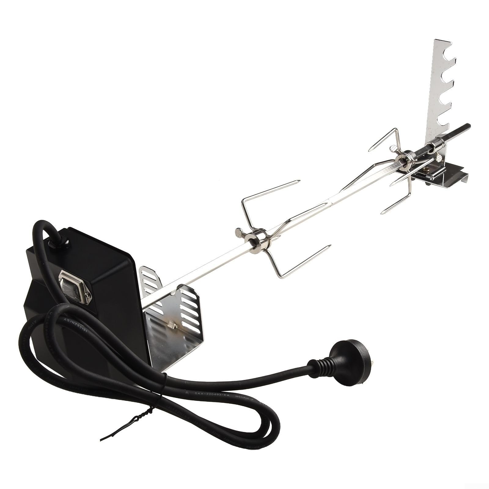Kit girarrosto motorizzato in acciaio inossidabile 304 con asta regolabile e motore da 4-5 giri/min, adatto per carne fino a 180 kg, per barbecue all'aperto e cucina in giardino (AU)