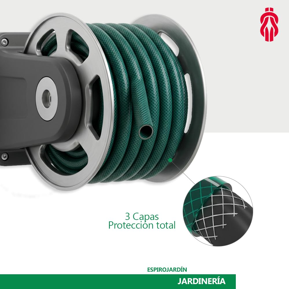 ESPIROFLEX Manguera de Jardín 25 metros de PVC 3/4" para Riegos Domésticos | Manguera de Agua Elástica y Flexible Reforzada con Malla de Poliéster | Modelo Espirojardín