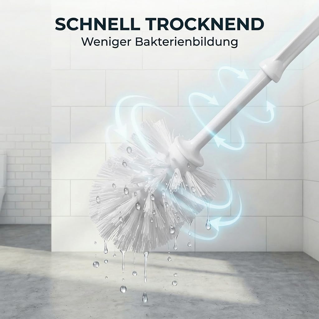 SHD – praktisches Toilettenbürstenset mit langem Griff ohne Halterung für eine gründliche WC-Reinigung – 5er Set Klobürsten in weiß mit pflegeleichtem Kunststoffkörper und robusten Borsten