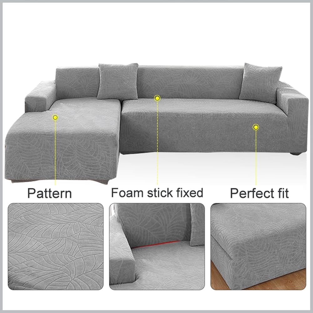 Jacquard Sectional Couch Deckungen L-form-sofa-slip-cover, Universeller Hochstrecksofa-deckungsmöglichkeitenschutz, Waschbare Vollständige Couchab(Size:3 Seater (190-230cm/75-91inch),Color:Matcha)