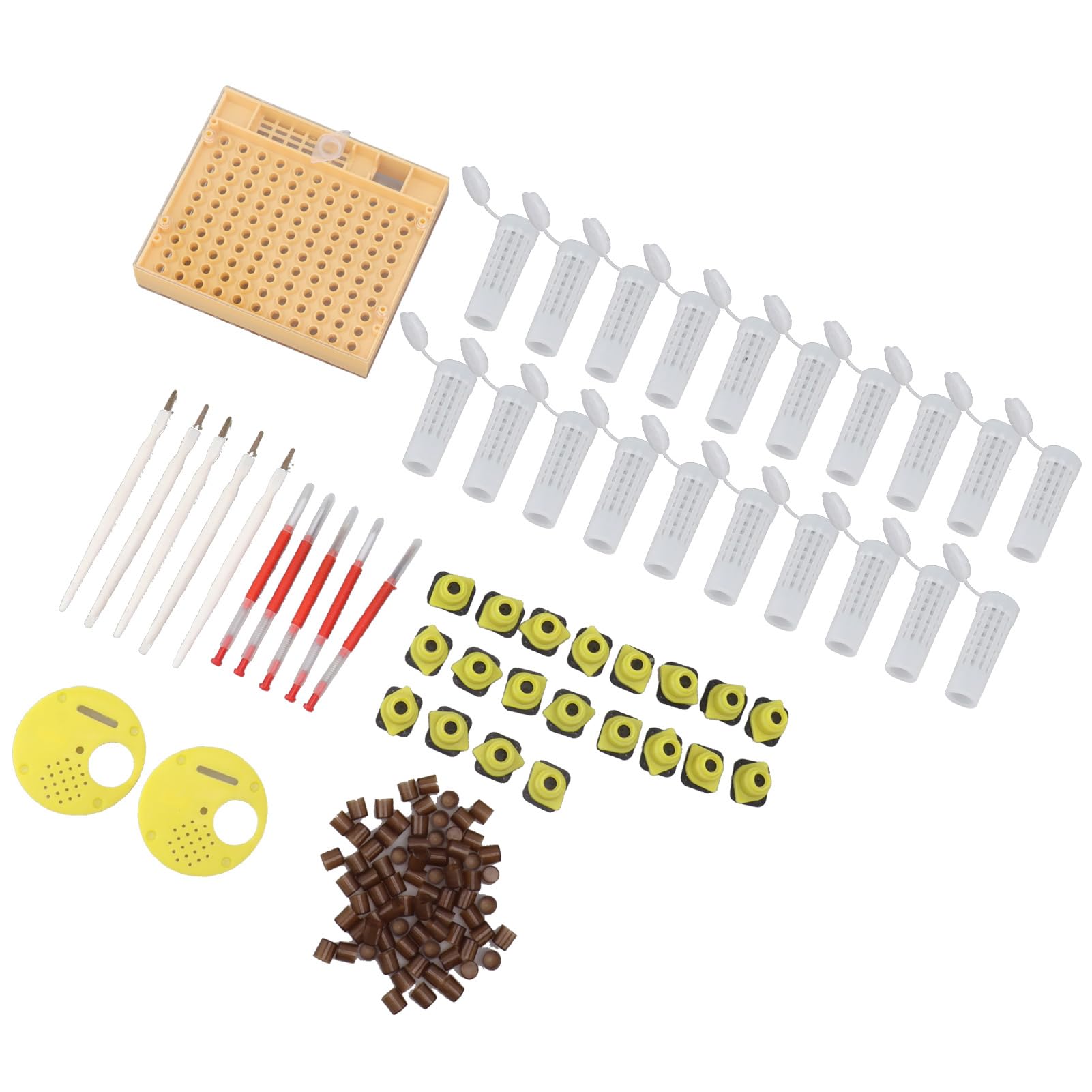 Jeffergarden Kit de Greffage Apicole, Système d'Élevage de Reines en Plastique, Coupelles de Cellules pour Apiculteurs Professionnels, Boîte de Culture Efficace pour Abeilles Reines