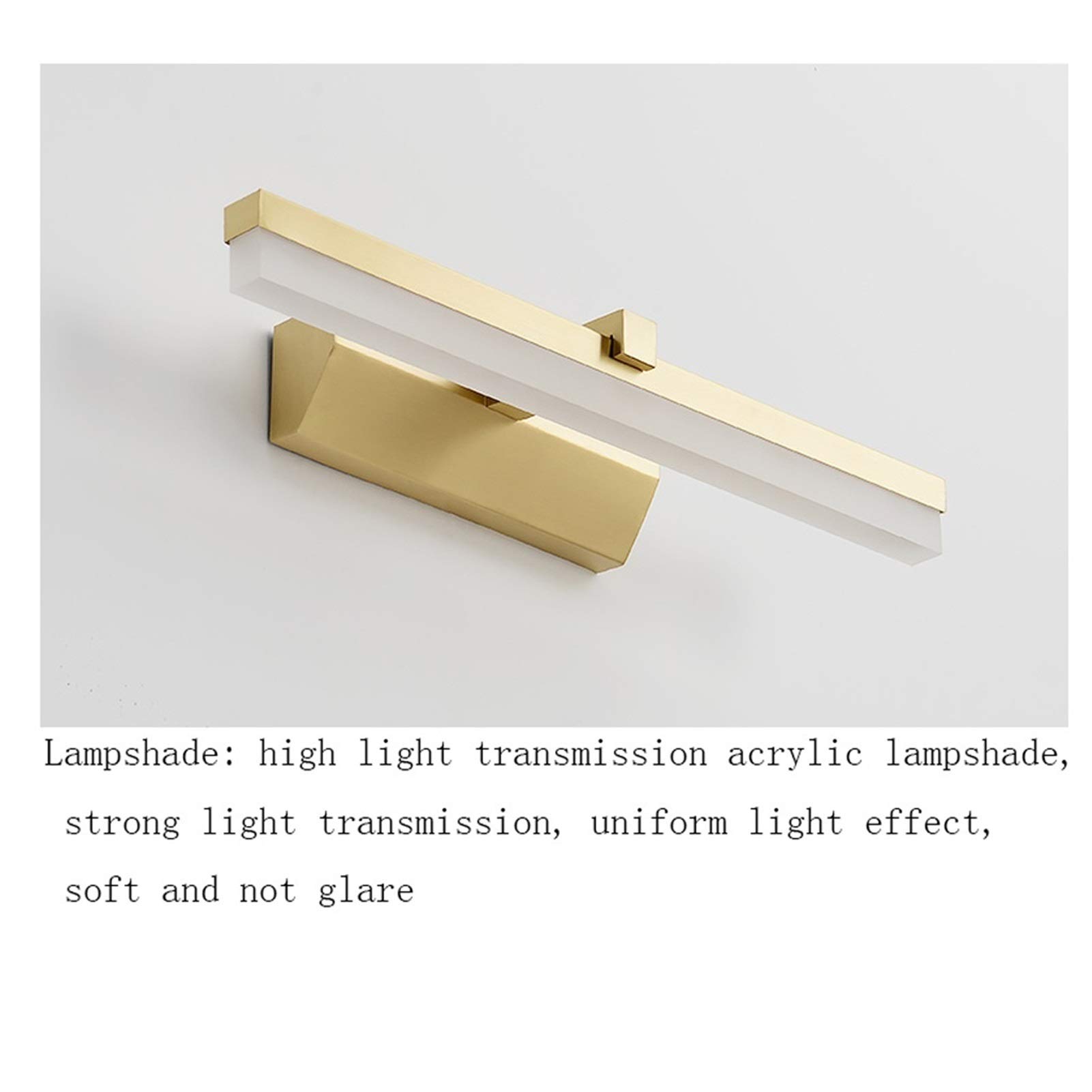 Espejo de Cobre Luz Acrílico Retráctil Led Espejo Faro Lámpara de Maquillaje para baño Tocador Lámpara de Pared Luz (Color : Gold, Size : 30cm)
