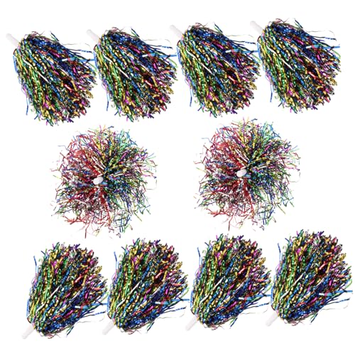 BESPORTBLE Cheerleading Hand Flowers 10 Pack Pom Poms Secure Handle for Sports Parties