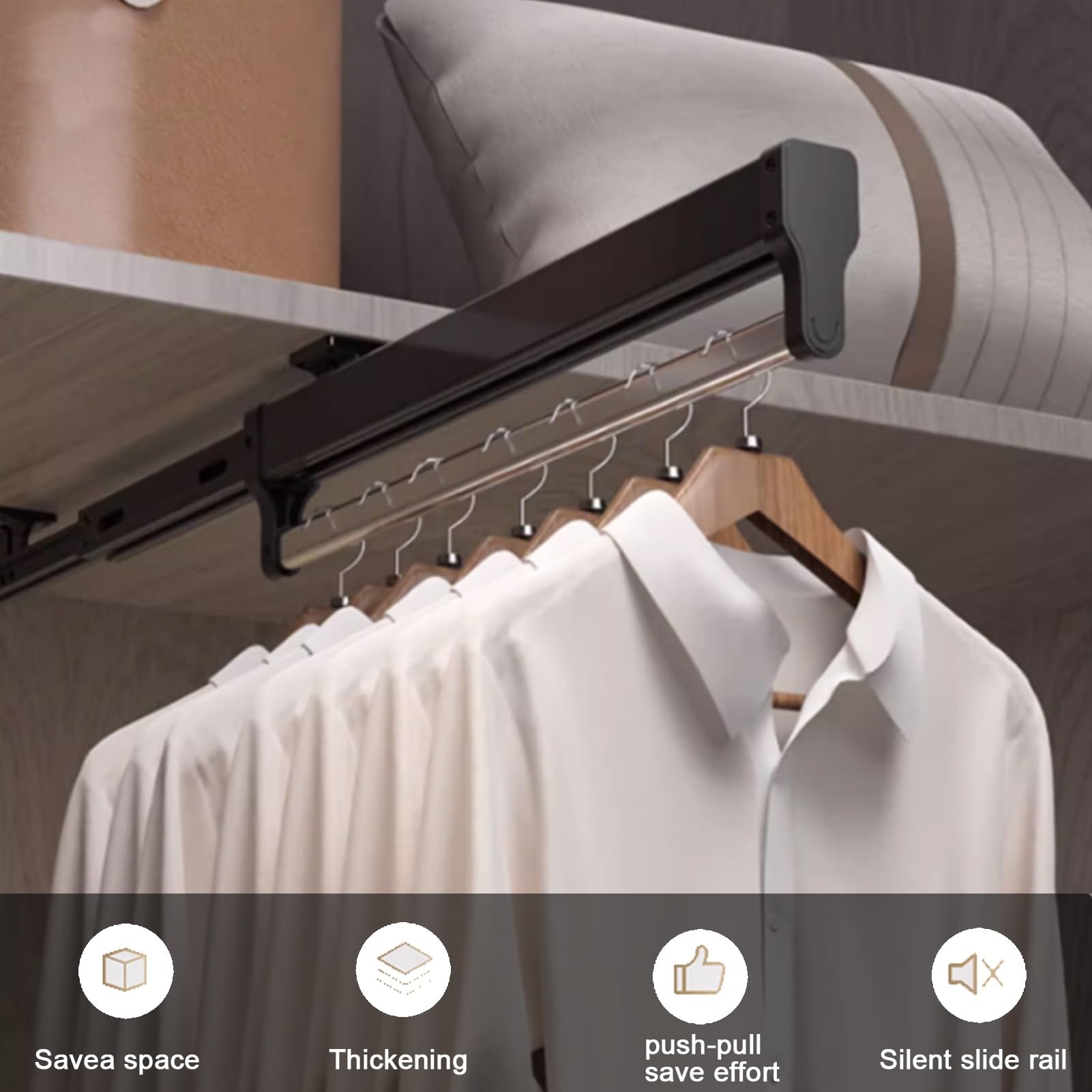 2 Pezzi Asta Appendiabiti Telescopica Estensibile Per Armadi | Fino A 39cm | Acciaio E Plastica - Foto 12