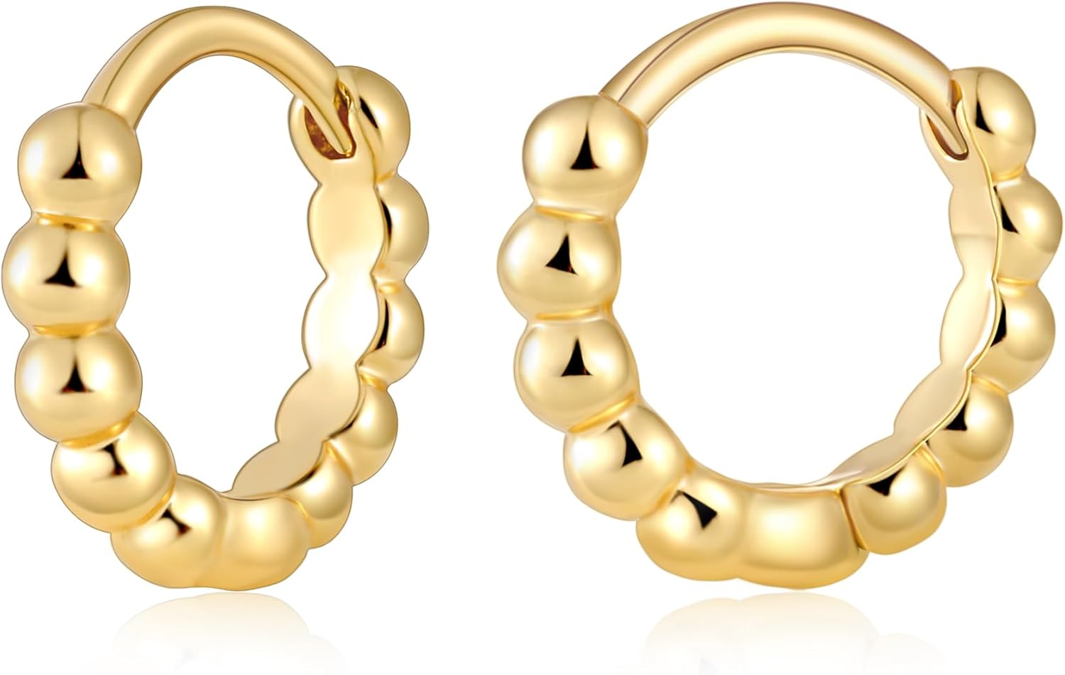 Fiusem Huggie Hoop Earrings for Women 14K Gold Plated, Small Dainty Earrings for Women, Hypoallergenic Hoops 8/10/12 mm