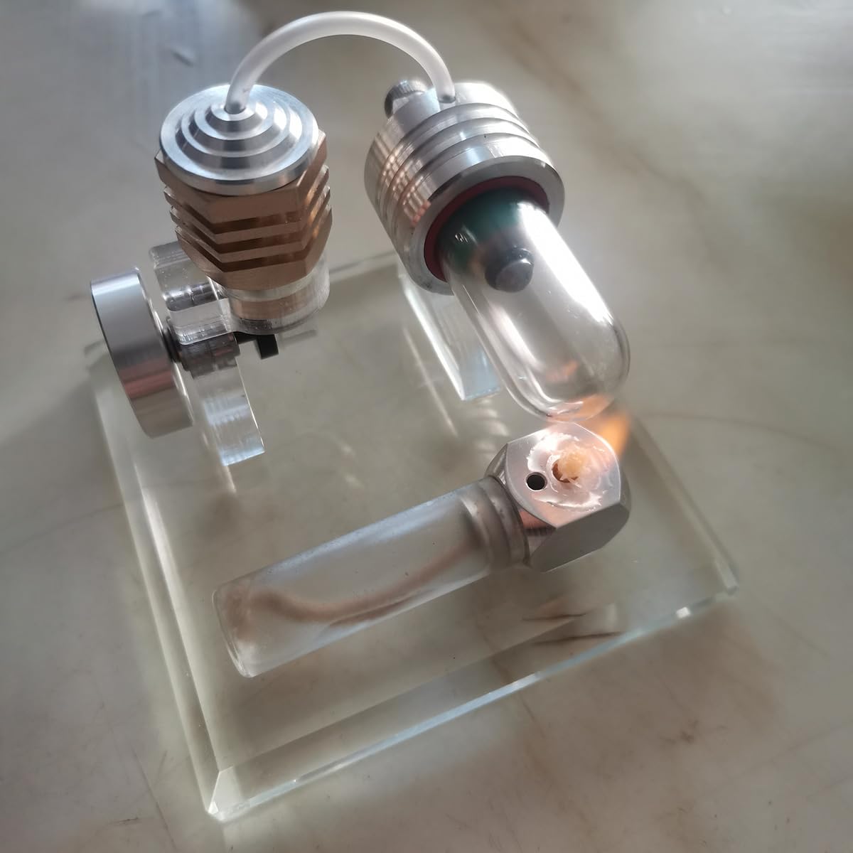 Stirling silnik na gorące powietrze, zestaw modelarski silnika Stirlinga, zestaw do budowy silnika Stirlinga, model silnika Stirlinga, zewnętrzny silnik spalinowy, prezent edukacyjny -RTR