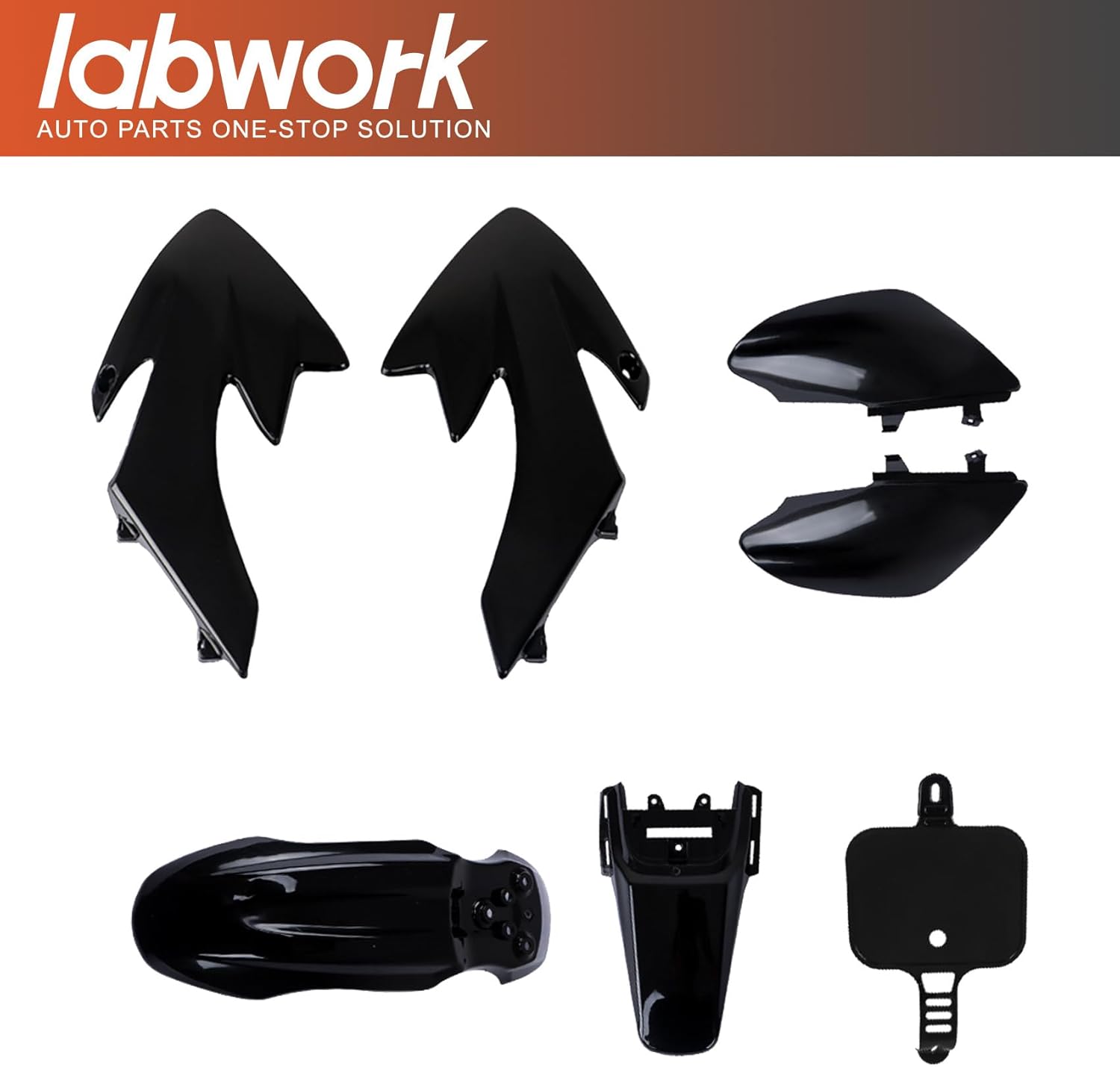 labwork Plastic Mudguard Fairing Kit Replacement for Honda XR50R CRF50F SDG SSR 107 125 Dirt Pit Bike Black