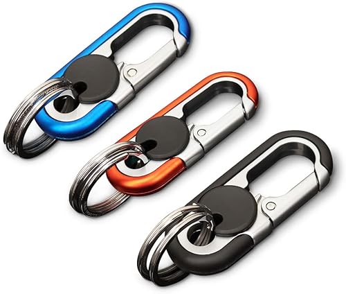 Llavero de auto para hombre, doble capa de cadena antipérdida, llavero de auto con cintura metálica para hombre