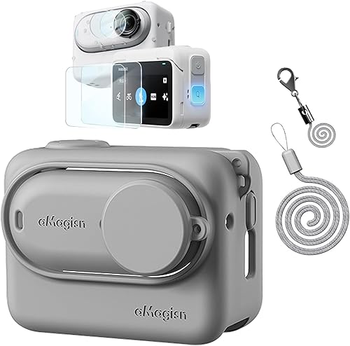 Silicone Protective Cover Case for Insta 360 GO 3, Screen Protector and Lens Guard Protector for Insta 360 GO 3 Accessories (Grey)