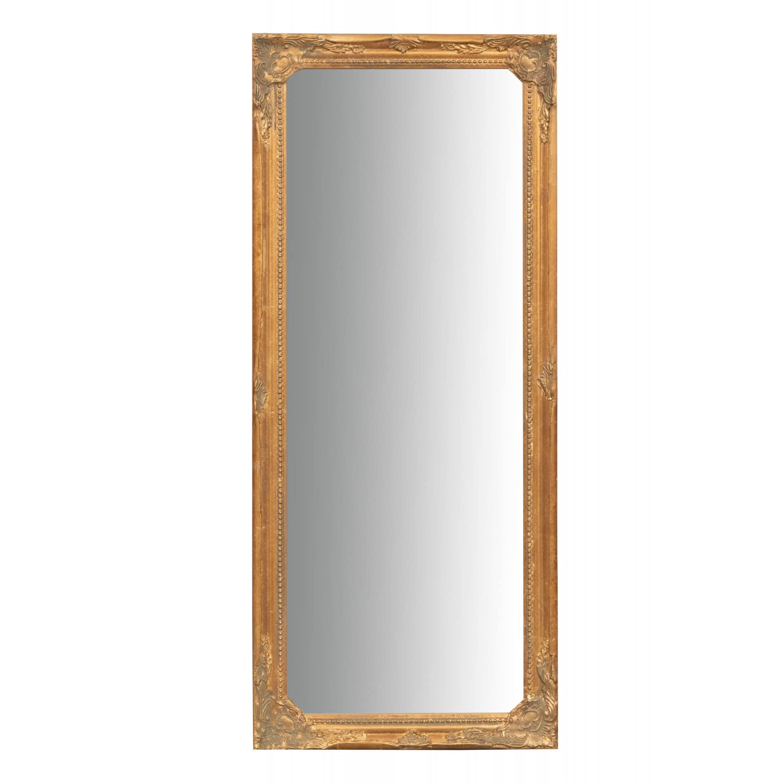 Biscottini Espejo de Pared baño y Dormitorio 37x84x5 cm | Espejo Entrada de Pared con Ganchos | Espejo Dorado