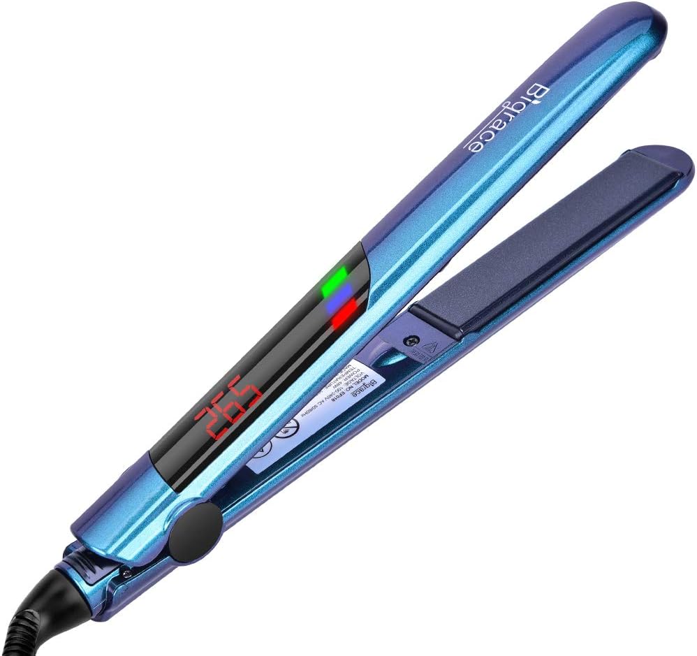 Flat Iron for Hair, Hair Straighteners with Digital Display & Dual Voltage, 10s Instant Heat, 11 Adjustable Temperature Settings, 2 in 1 Tourmaline Ceramic Iron for Hair Styling, Auto Shut Off,1 inch
