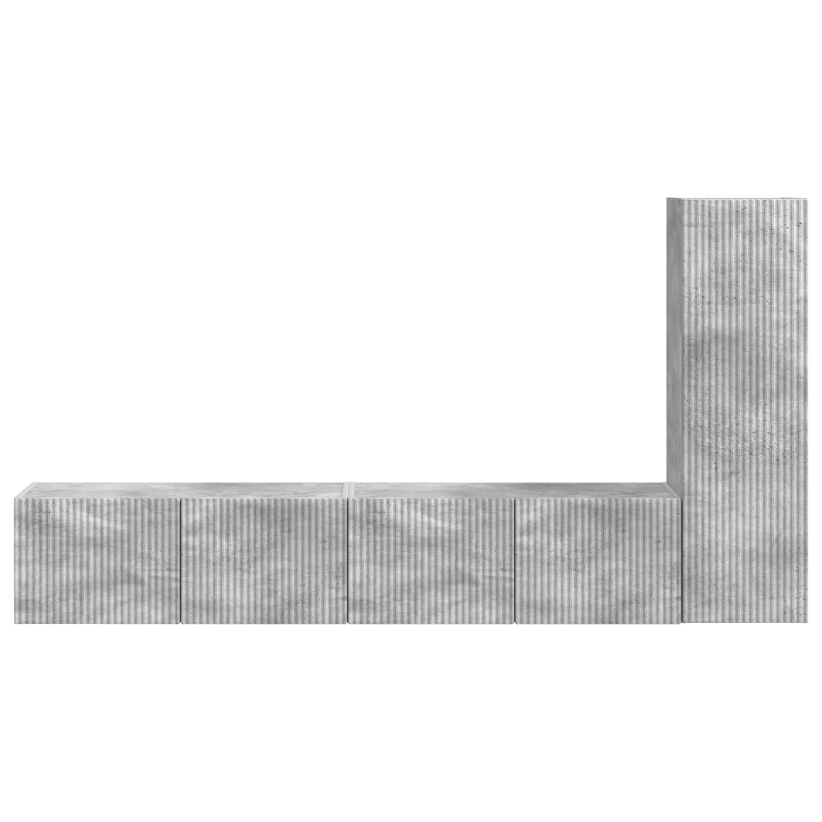 TV-Schrankset Wandmontiert 3-teilig, Beton Grau Holzwerkstoff, Modernes Media Center, Wohnzimmer, Schlafzimmer, Stauraum, 31x30x100cm