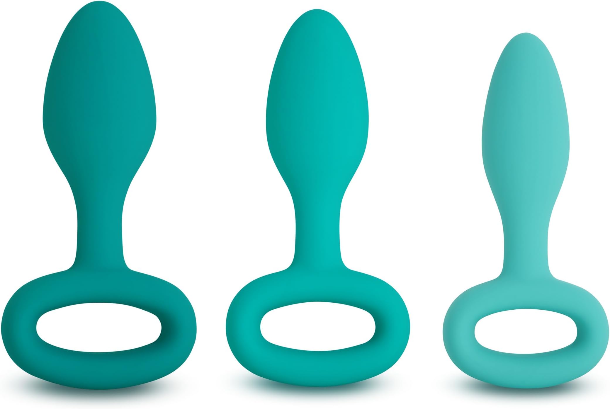 plusOne 3-Piece Butt Plug Training Set - Tapered Designs with Looped Bottom Ring for Easy Insertion and Beginner-Friendly - Waterproof & Body-Safe Silicone