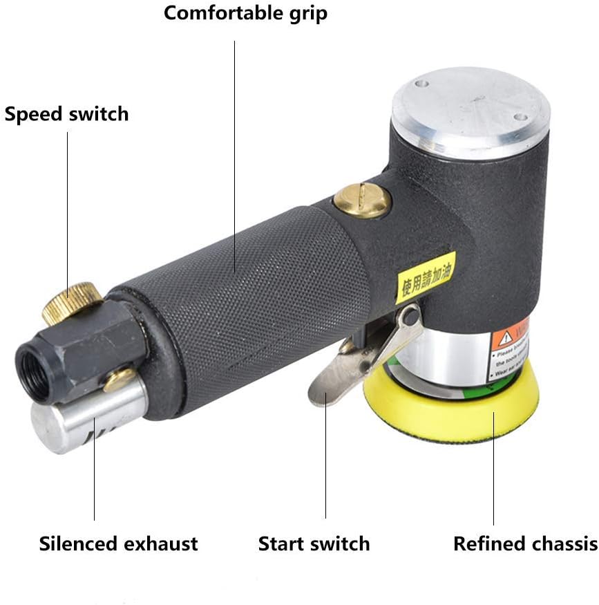 High Rotating Speed Air Sander 2500rpm Alloy Pneumatic Right Angle Polishing Grinding Machine with Sanding Pad Replacement for Grinding Polishing