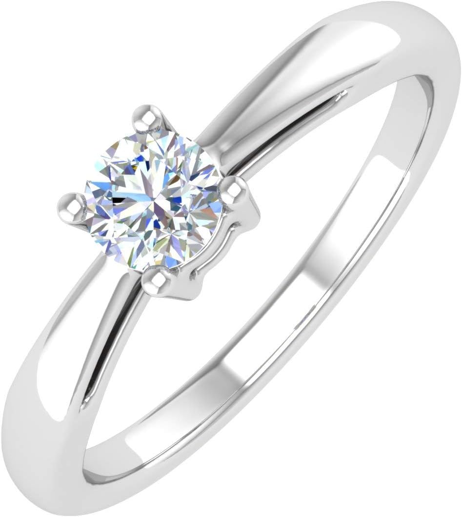 1/5 Carat 4-Prong Set Diamond Solitaire Engagement Ring Band in 14K Gold