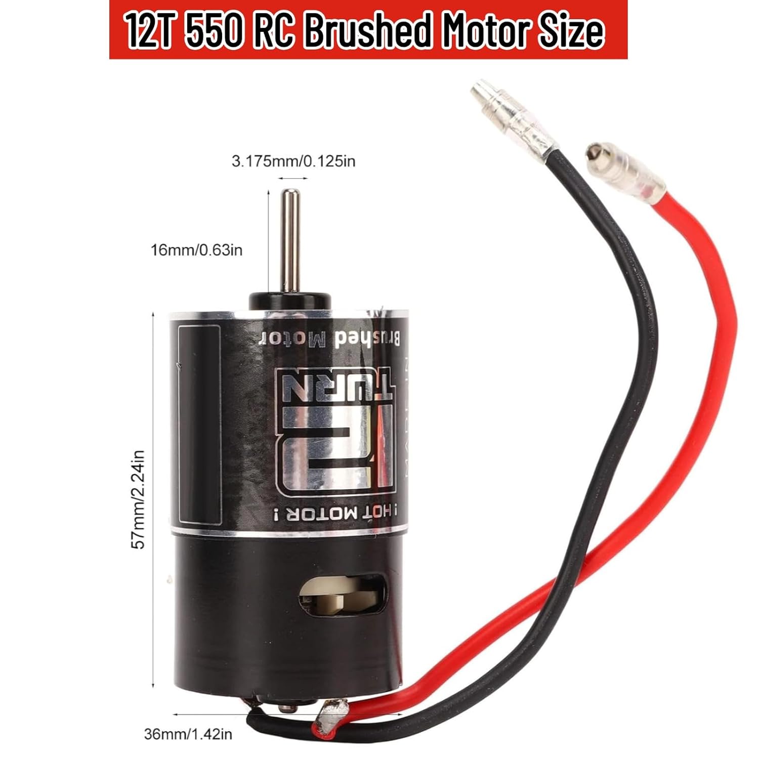 Motor 12T 550 Brushed Motor Compatible with ARRMA Mega 1/10, Granite, SENTON, Typhoon V3 RC Car