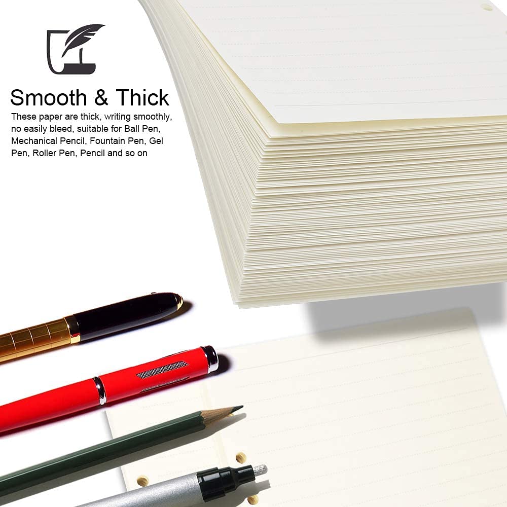 Lot De 3 Recharges Papier A5 Ligné - 240 Pages, 6 Trous - Pour Agenda, Carnet De Voyage, Bureau