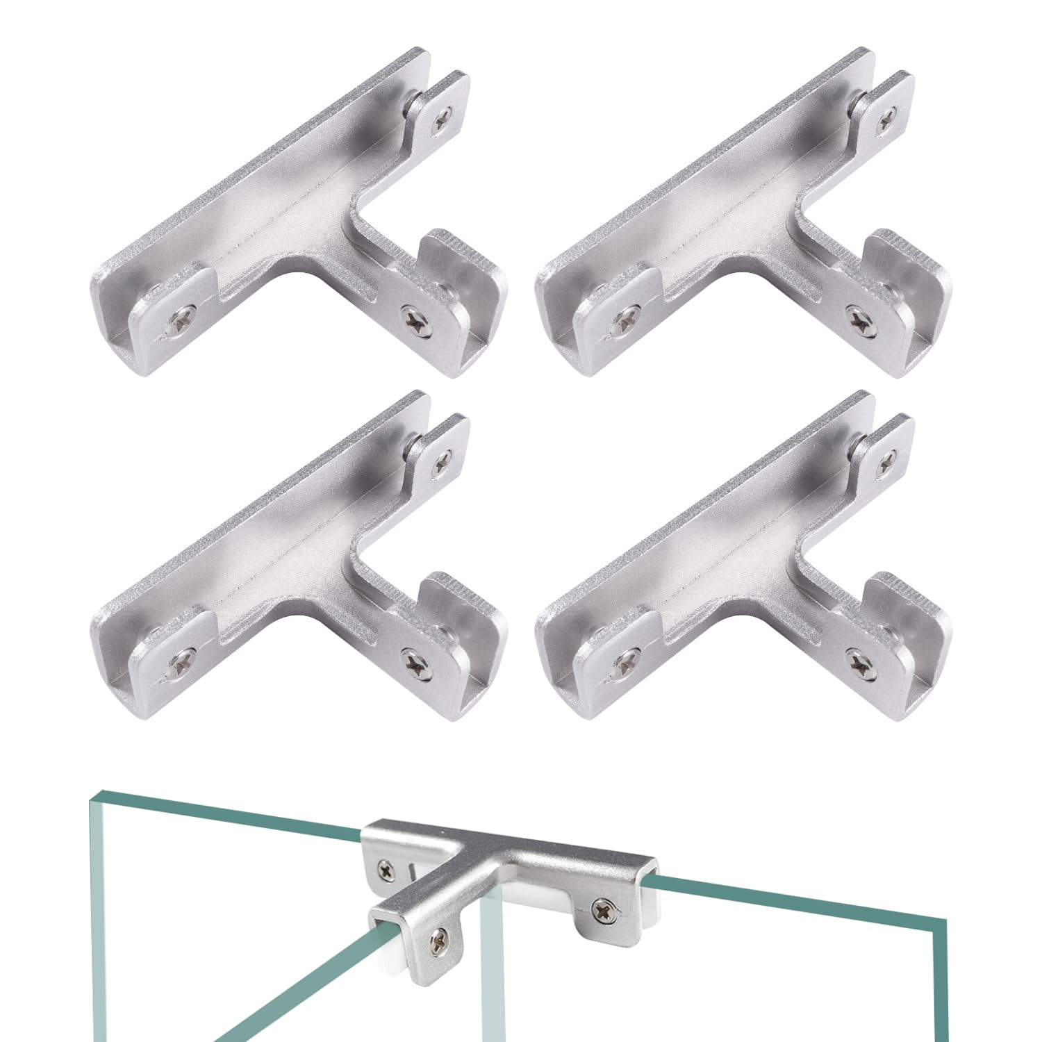Lyeteung 4 PCS 8mm Glass Clamps, Aluminium Alloy Glass Support Bracket, Adjustable Glass Clamp Holders, Glass Connector, Glass Combination Fixing Bracket, for 3-7 mm Glass Thickness, T Shaped โ image 1