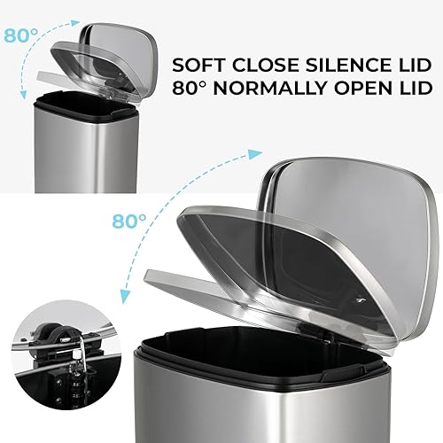 Miniatura 2 de Cubo de basura de cocina de 8 galones, papelera de reciclaje o basura de 30 L, cesta de basura de acero inoxidable cepillado, cubo de basura de