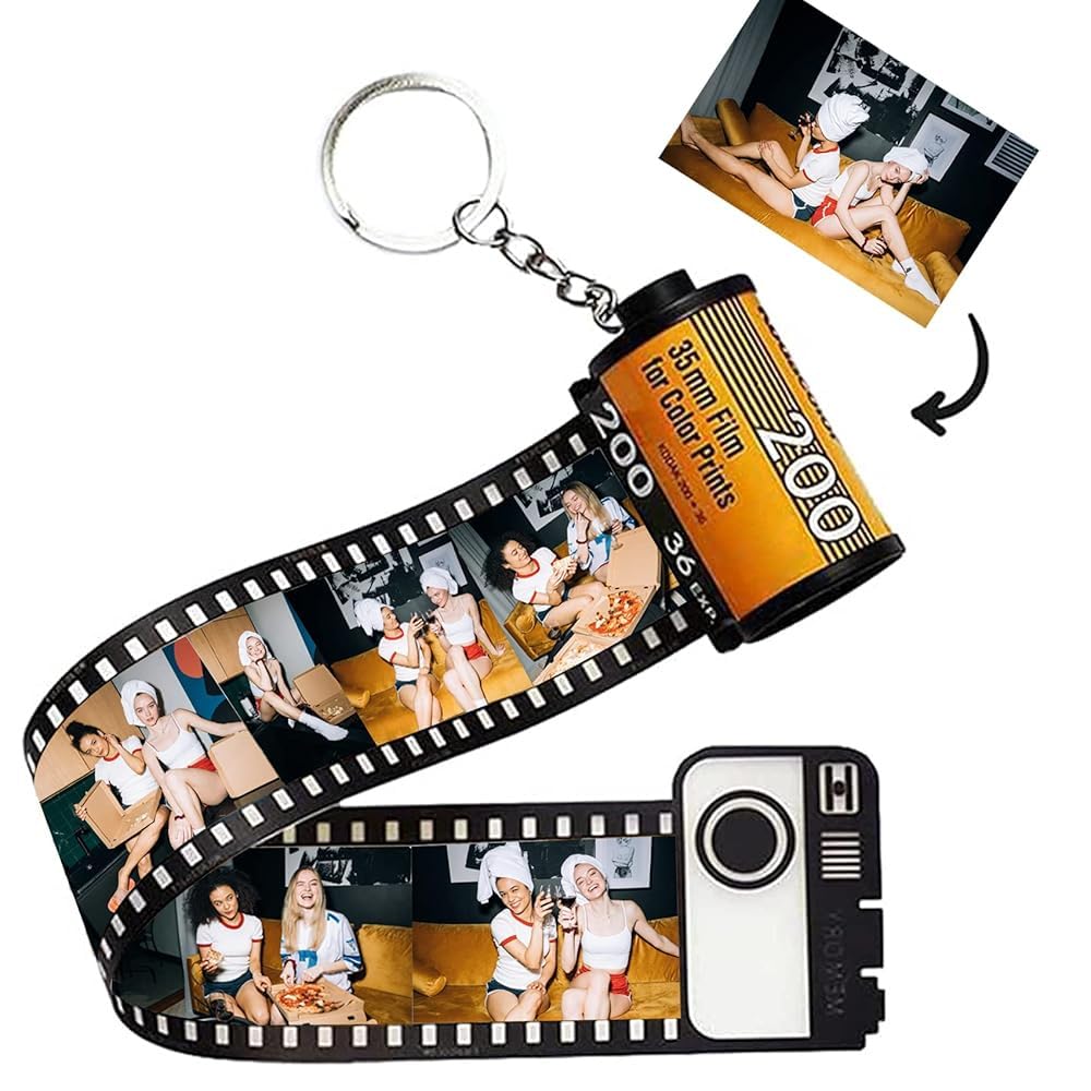 MP Customized Photo Keychain with Film Roll Design, Customizable Picture Insert, Romantic Gift for Love a-image-43