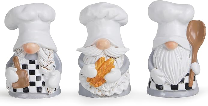 Hodao Chef Gnomes Decorations - Kitchen Home Decoration - Professional Chef Statue - Spring Decoration - Gift for Baking Enthusiasts3pcs...