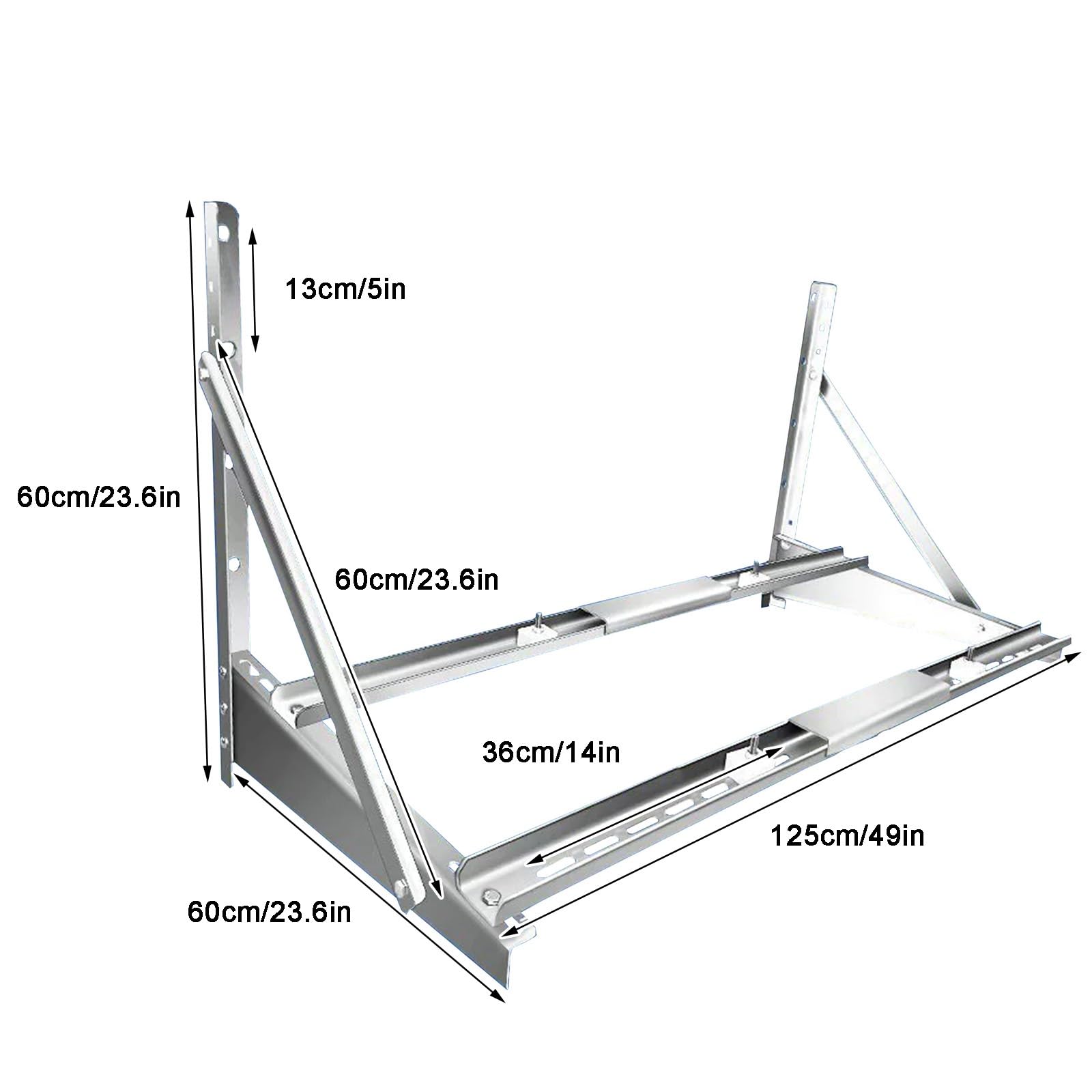 Soporte Aire Acondicionado Exterior, Accesorios Aire Acondicionado de Acero Inoxidable 304 con Doble Travesaño, para 5 Unidades, 400 Kg