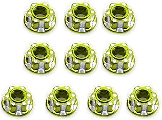 10Pcs 4mm Wheel Carving Nuts Hex Lock Nuts for 1:10 RC Sakura D3 D4 Car (Green)