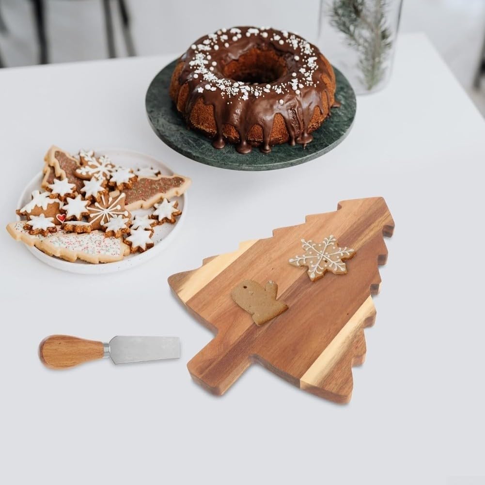 Tabla Quesos Árbol Navidad para madera Acacia con para cuchillo