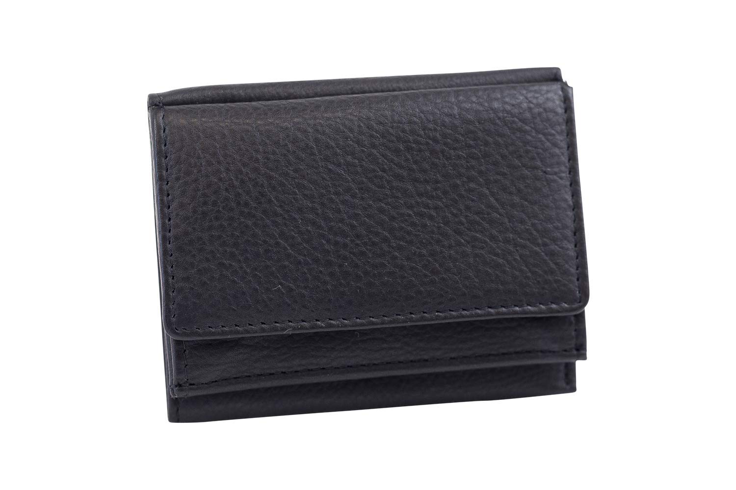 Portfel blokujący RFID w małym pudełku z dużą przegródką na monety, prawdziwa skóra, czarny - edycja mini, Czarny, 9,5x7,5cm, Klasyczny