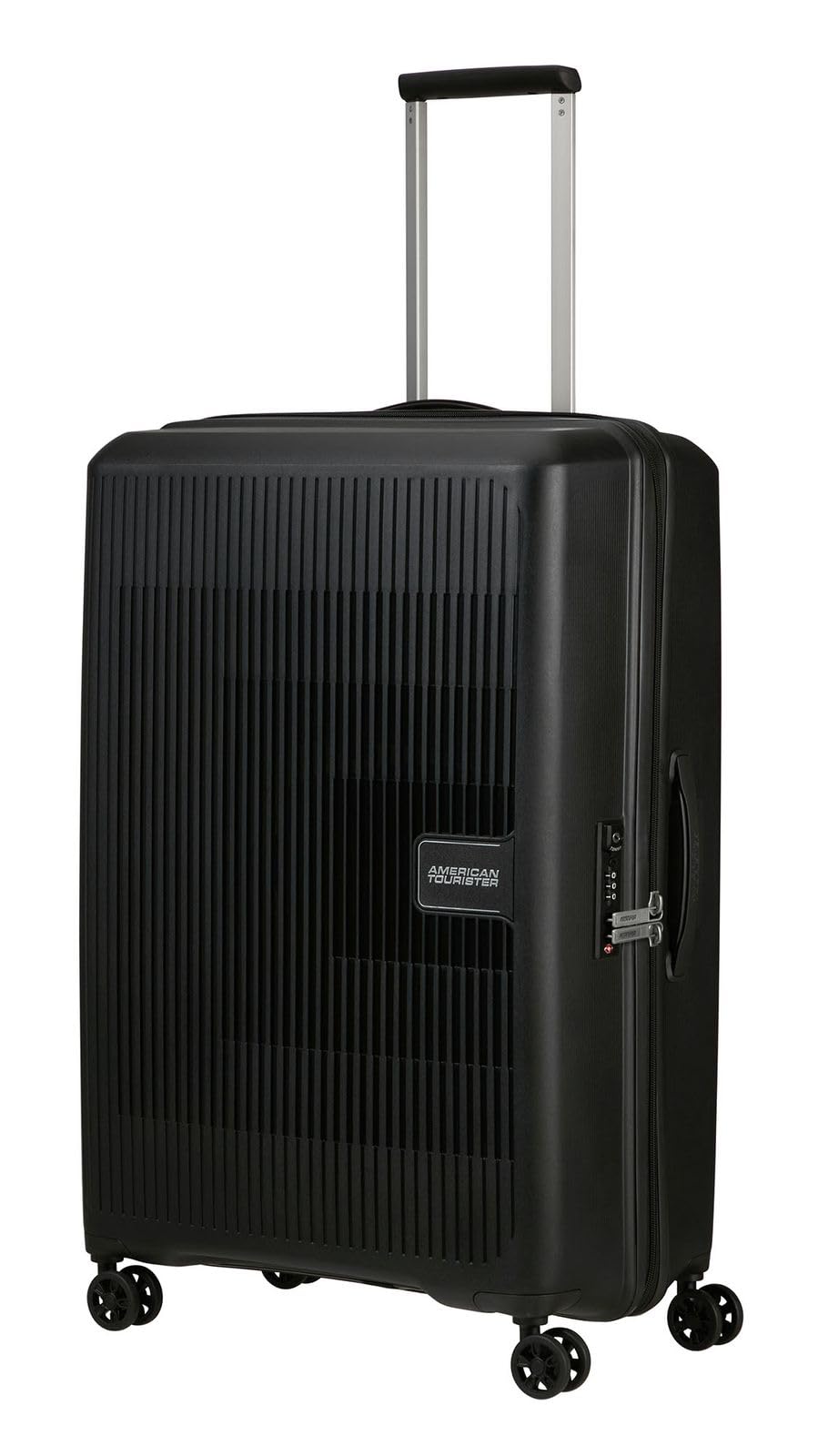 American Tourister Aerostep - Spinner L, Expandable Case, 77 cm, 101.5/109 L, Black (Black)