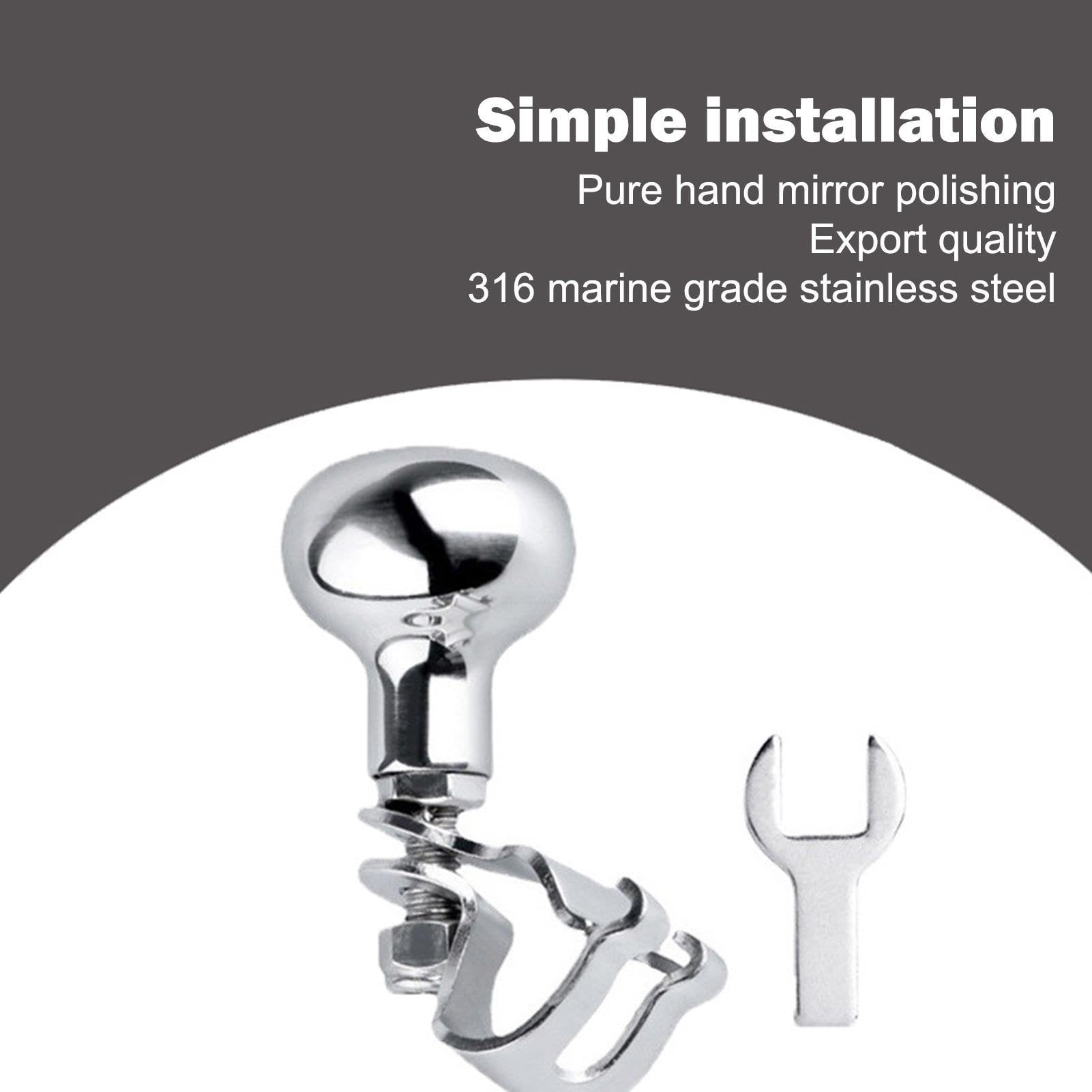 Volante Marino - Perilla giratoria Control para Volantes,Perilla giratoria dirección Acero Inoxidable Grado Marino con empuñadura ergonómica Que Ahorra ano