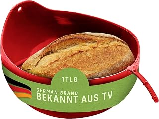 Coolinato 3 in 1 Silikon Universalschüssel Rot, Brotbackform zum Backen, Mixen und dünsten, hitzebeständig bis 230 °C, 24cm