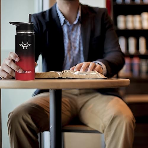 Miniatura 6 de STACEGEELE Botella de agua aislada al vacío para niños con tapa de pajilla, termo de acero inoxidable para niños y niñas, a prueba de fugas, ligera,