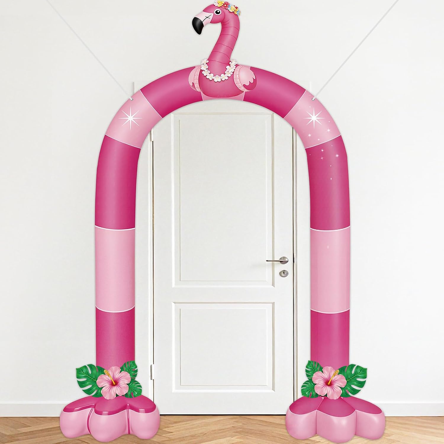 Pink Flamingo Party Decoration Giant Flamingo Arch Banner Luau Aloha Beach Backdrop Background Tropical Pool Decor Photo Booth Prop Supplies for Summer Birthday Party Entrance Ornament Kids Party