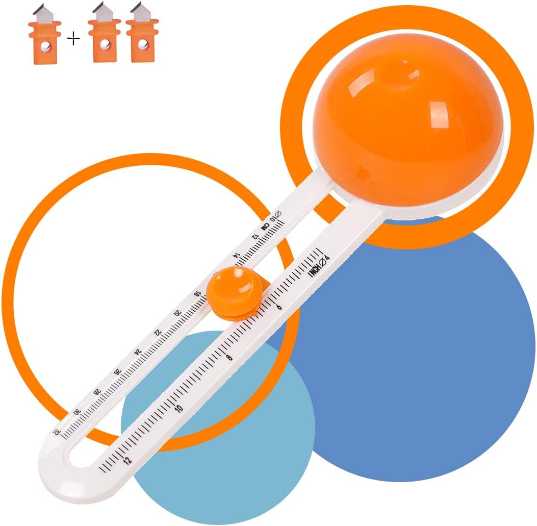 Circle Paper Cutter Rotary Circular Cutter for Cardstocks Craft Cutting Tools, Compass Paper Cutter Trimmer Scrapbooking (included 3 blades) (Orange)