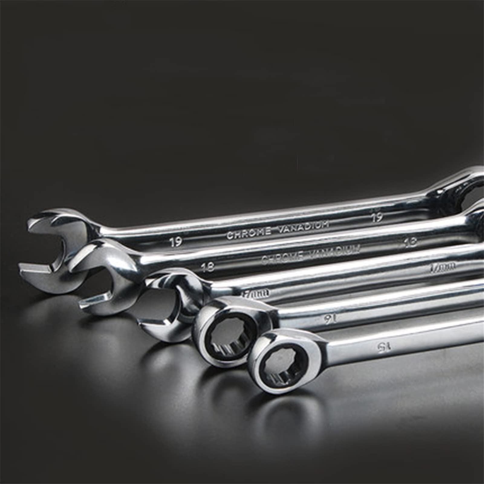 Llave Ajustable, Llave De Tubo, Juego De Llaves, Juego De Llaves De Tubo, Llave De Trinquete, Juego De Llaves De Trinquete Herramientas Clave De Cabeza Fija De Acero Cromado Llave De Tubo Universal (C