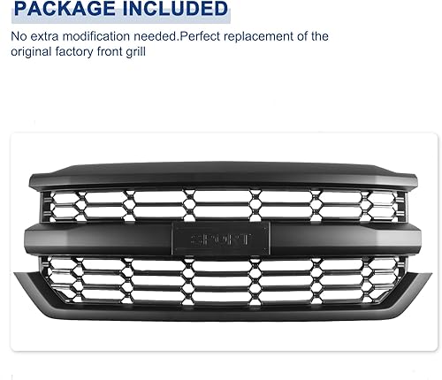 Miniatura 5 de BoardRoad Parrilla de parachoques delantero, color negro brillante para Chevrolet Silverado 1500 2014-2019