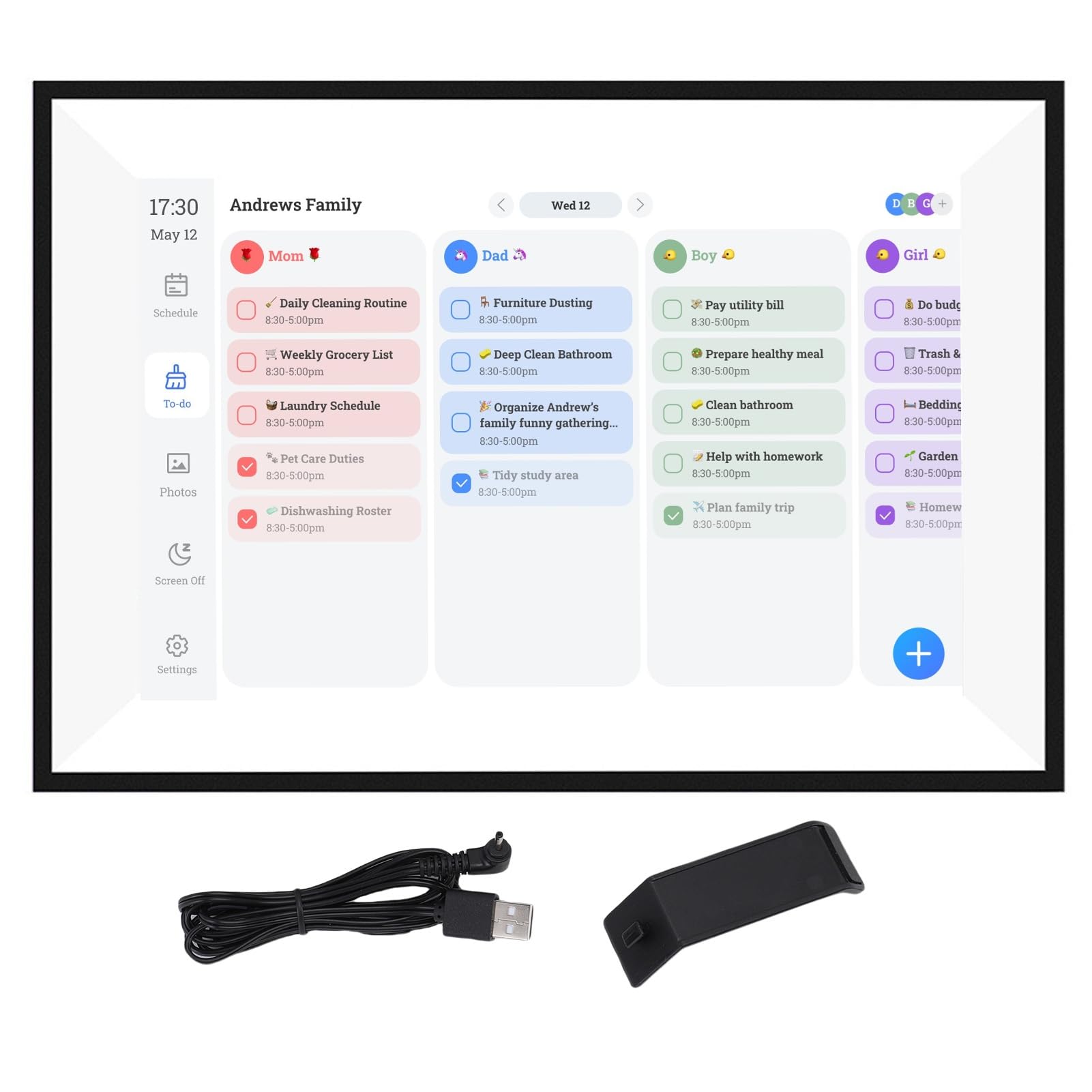 Ausla Calendario Digitale Intelligente, Agenda Familiare con Touchscreen HD con Cornice Digitale, Display da 10,1 Pollici per l'organizzazione della Casa e della Famiglia