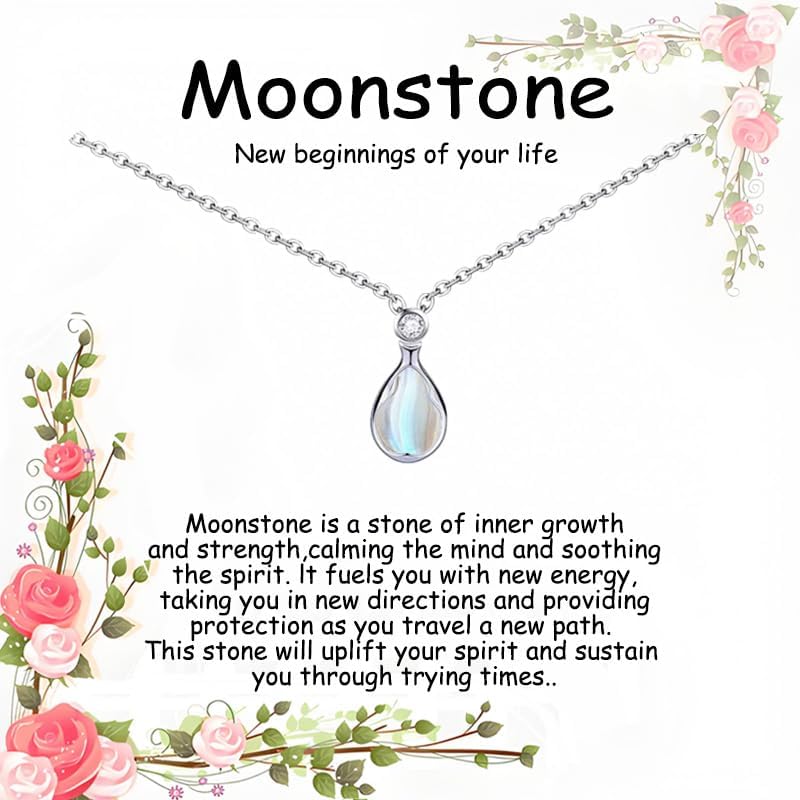 Jojomina New Beginnings Moonstone Necklace Gifts for Women Divorce Farewell Coworker Leaving Goodbye New Job Healing Gifts for Her