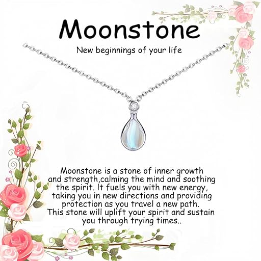 Jojomina Moonstone Pendant Necklace for Women New Beginning Jewelry Gifts (ASIN B0F5VM8LH8), rank #9 by monthly sales volume for 'Moonstone Necklace' on Amazon