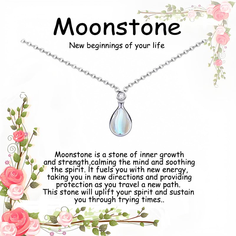 Jojomina Moonstone Pendant Necklace for Women New Beginning Jewelry Gifts