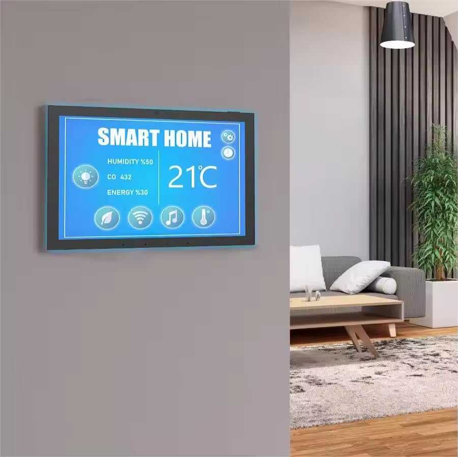 Image of 2026 New 15.6 Inch Smart Home Dashboard Control Panel Wall Mounted Android 14 POE Tablet, Touch Screen Display, LED Ambient Lighting (Black Color)