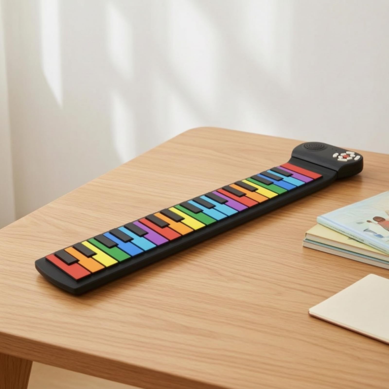Tastiera Elettronica Portatile 37 Tasti Pianoforte Arrotolabile Silicone Educativo Pianola Didattica con Tasti Visivi Adatta per Bambini Apprendimento Casa Scuola, Versione Cinese