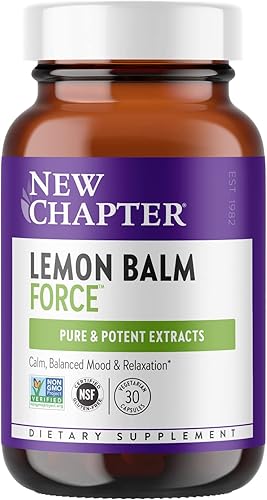 New Chapter Lemon Balm Force con bálsamo de limón supercrítico para apoyo del estado de ánimo + apoyo inmunológico + ingredientes no transgénicos